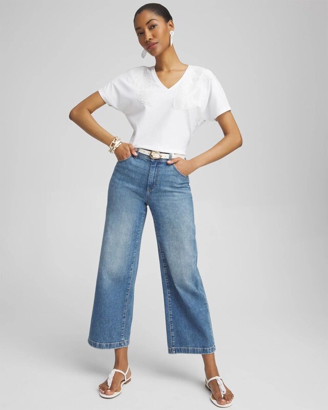 Beaded Cotton Stretch Tee - image 2
